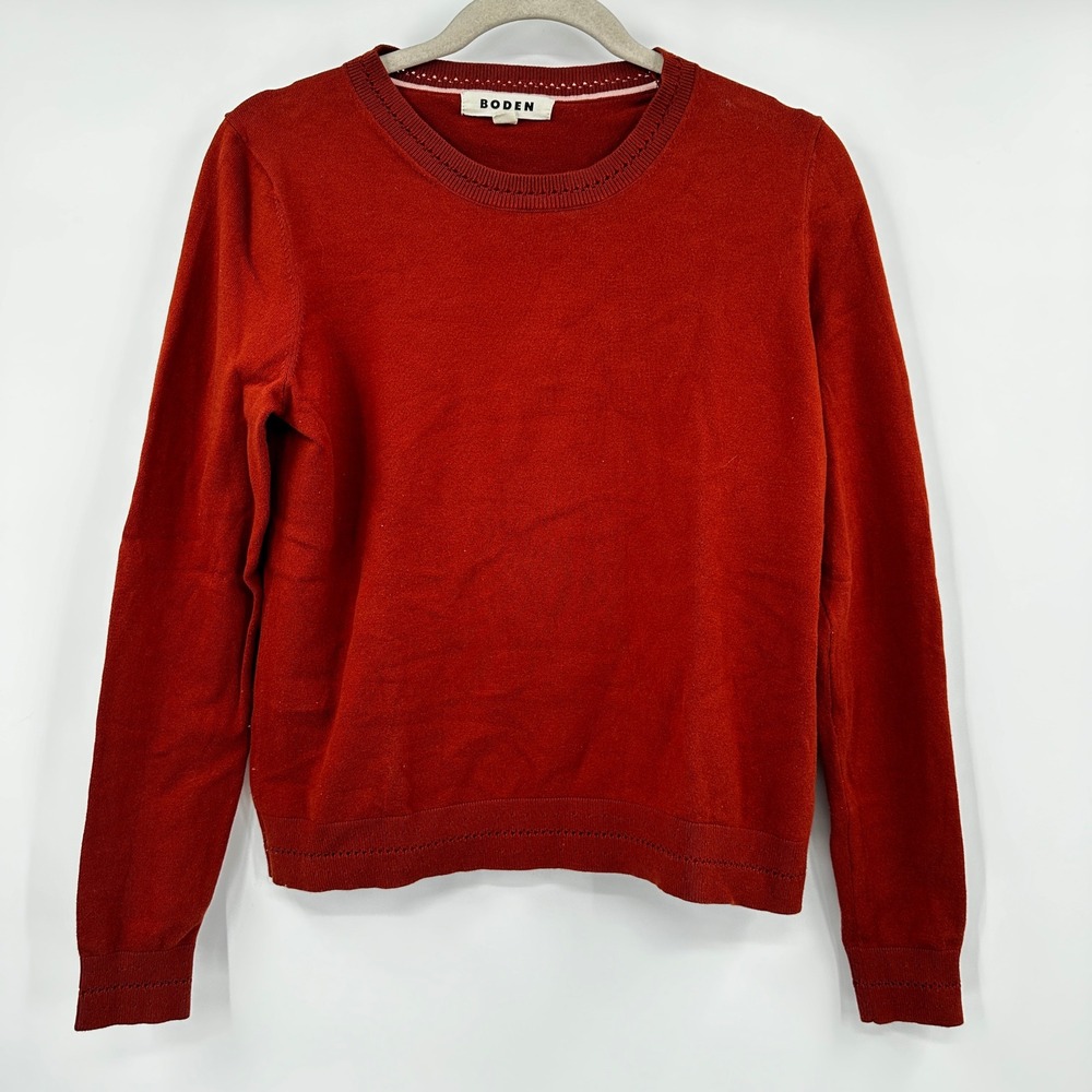 Boden Catriona Cotton Crew Jumper‎ Long Sleeve Sweater Rust Knit Medium